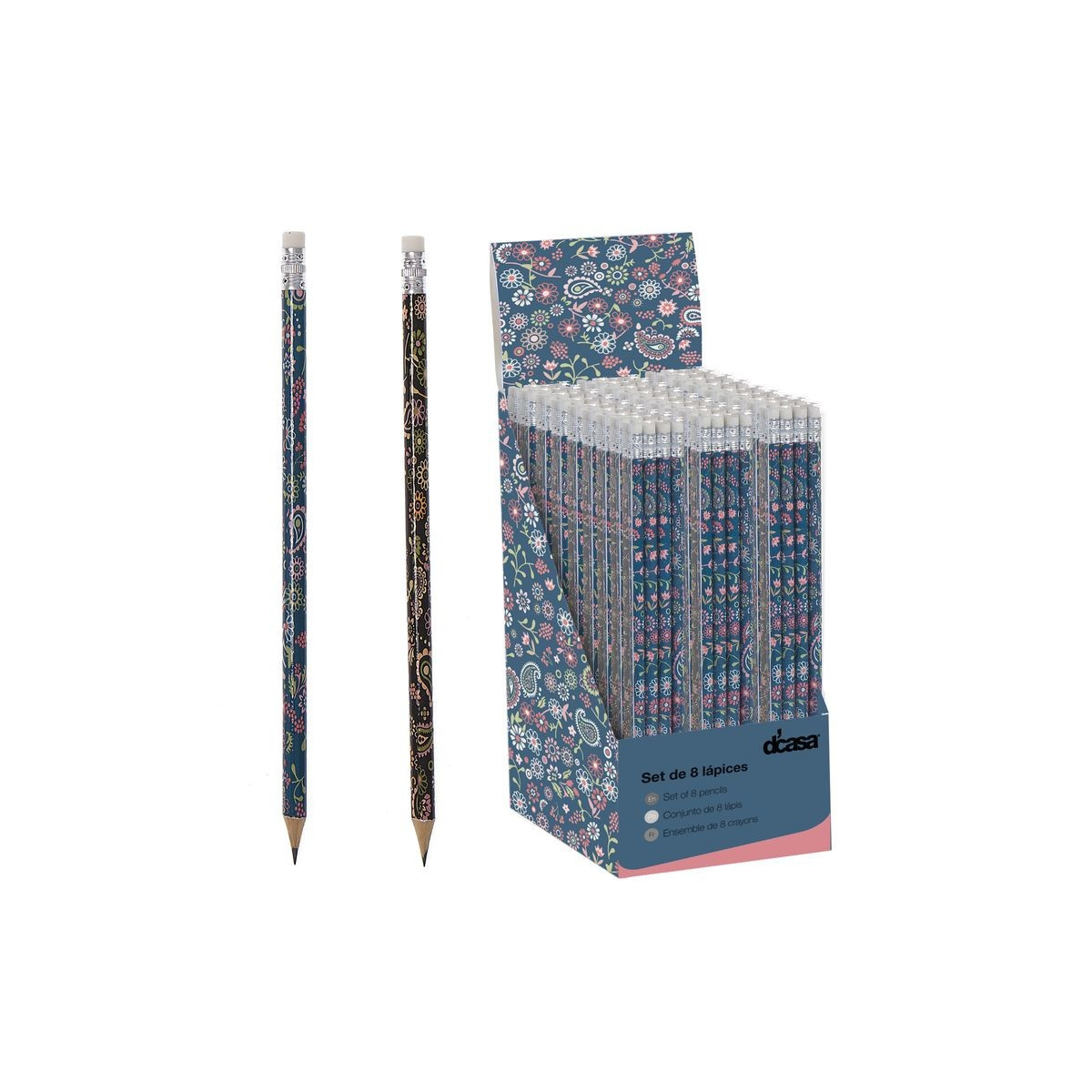 Set de 8 lápices con diseño floral Elegancia y estilo para escribir y dibujar