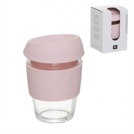 Vaso para cafe reutiilizable 360ml rosa