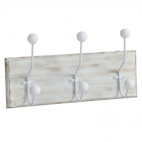 Perchero Madera 3 Ganchos Blanco