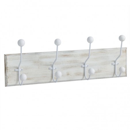 Perchero Madera 4 Ganchos Blanco