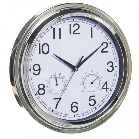Reloj 32cm Dial Blanco Marco Cromado