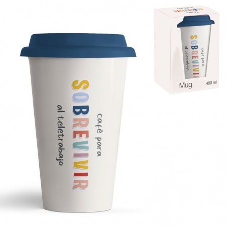 Mug 400ml Tapa Silicona Teletrabajo