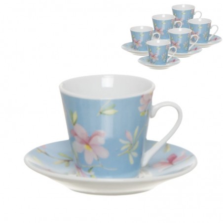 Juego cafe 6x90ml flores