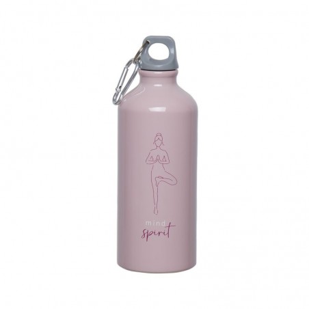 Botella Aluminio 600ml Yoga Rosa