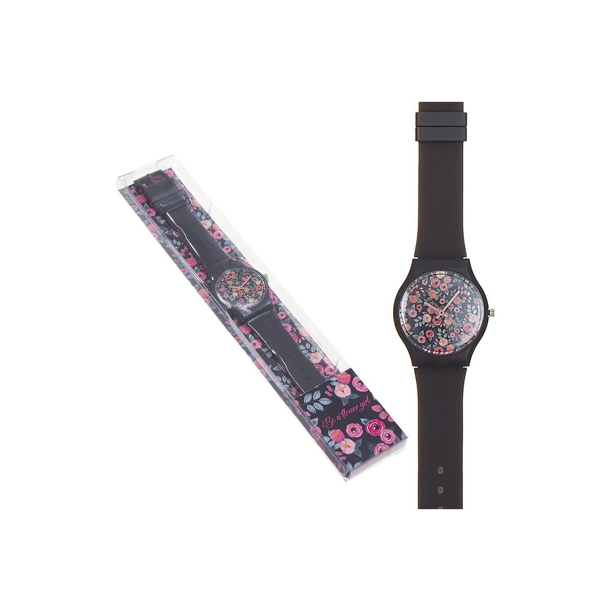 Reloj Negro con Diseño Floral Be a Flower Girl