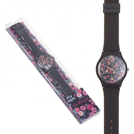 Reloj Negro con Diseño Floral Be a Flower Girl