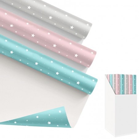 Papel regalo 200x70cm estrellas 3c