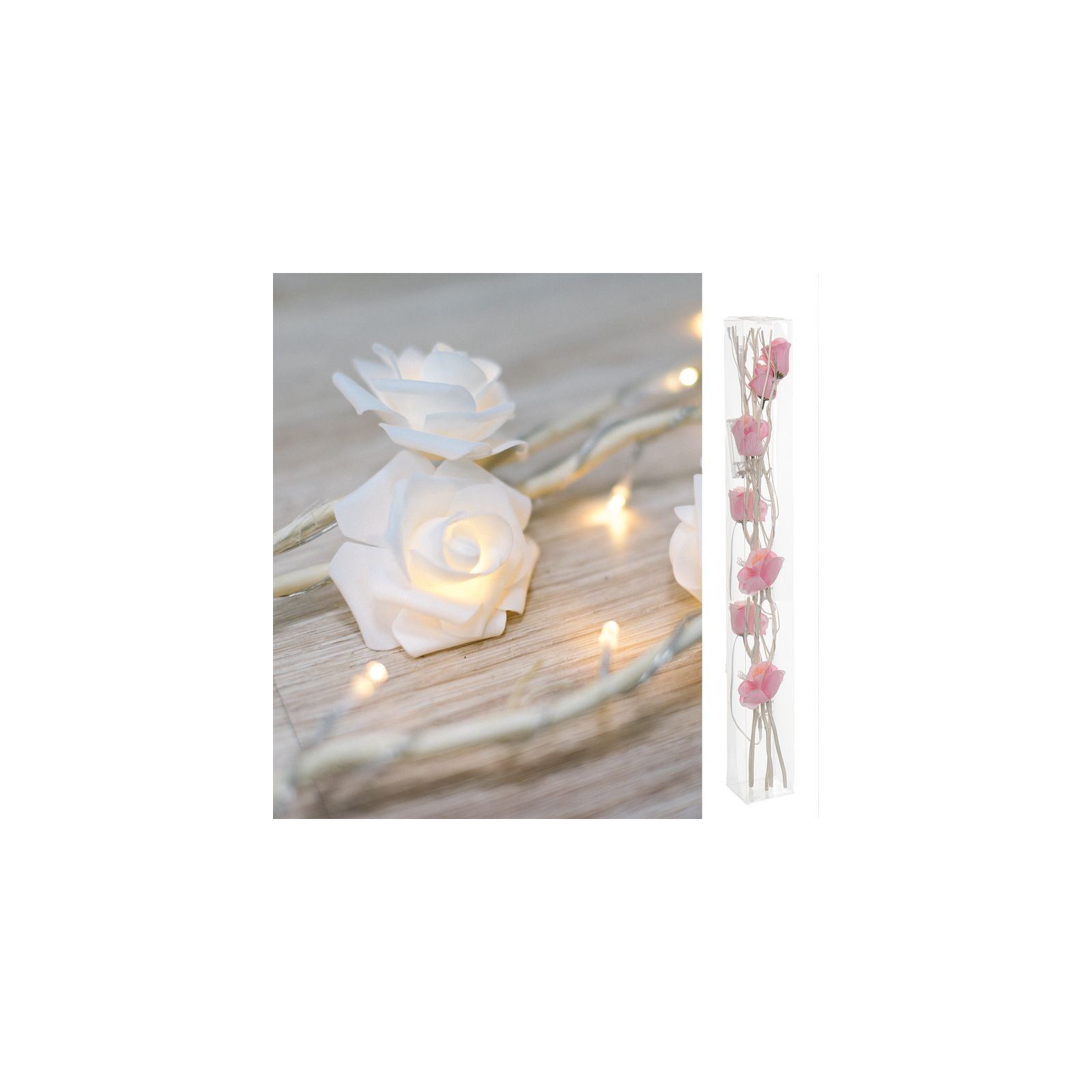 Ramas 30 leds 120cm flores rosa 3xaa