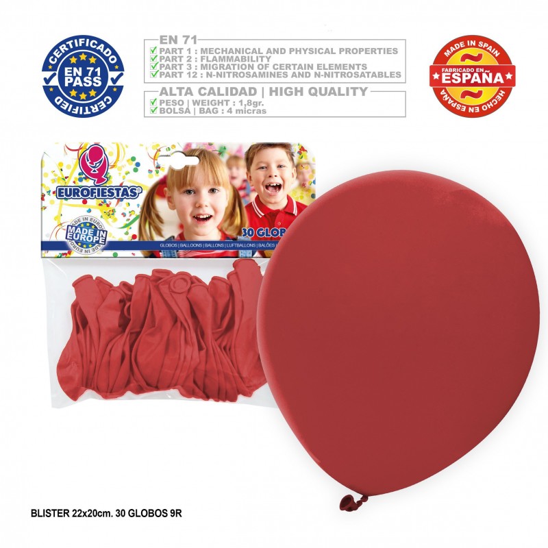 Pack globo rojo 9r 30 unidades