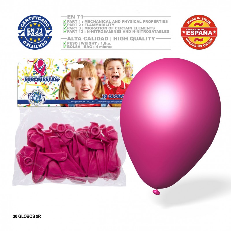 Pack Globo Fucsia 9r 30 Unidades Pack Globo Fucsia 9r 30 Unidades