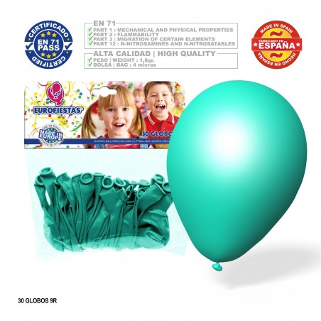 Pack globos turquesa 30u