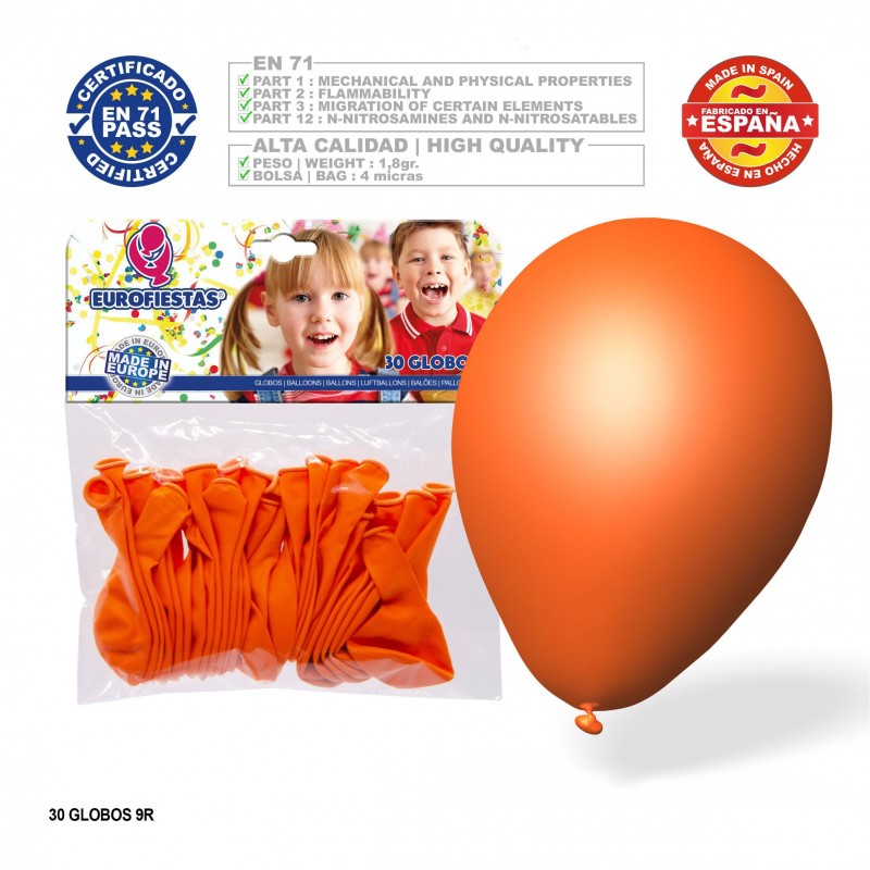 Pack globos naranja 30u