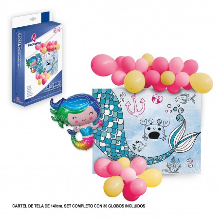 Cartel de tela con globos sirena