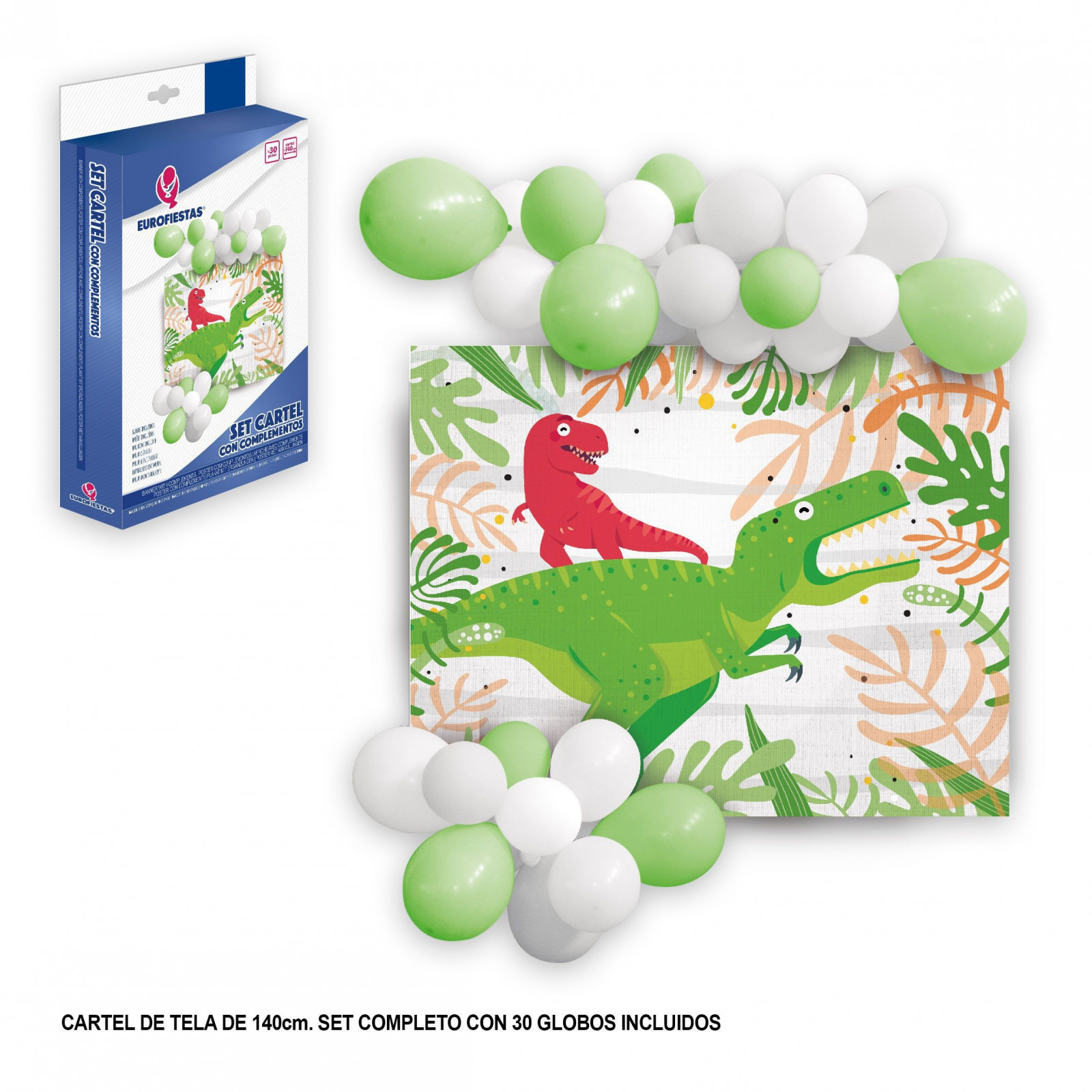 Cartel de tela con globos dinosaurio