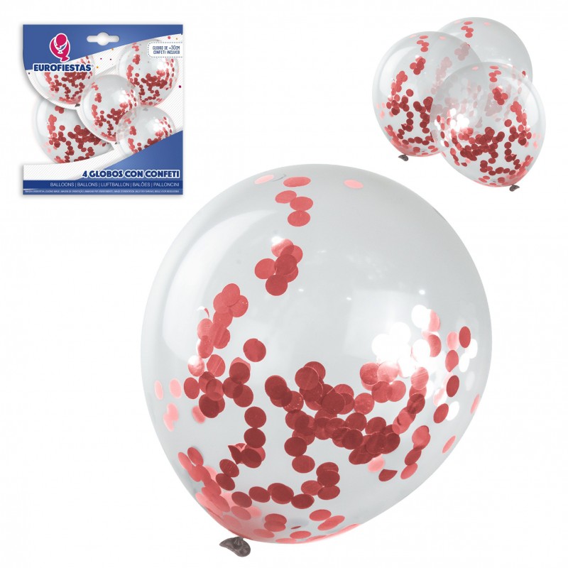 Pack globos latex con confeti 4 oro rosa