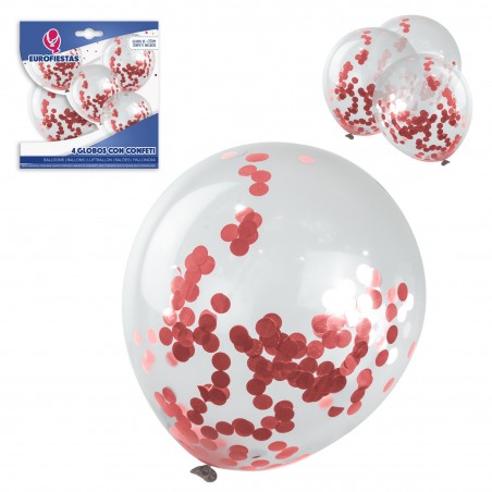 Pack Globos Latex Con Confeti 4 Oro Rosa