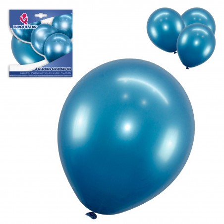 Pack Globo Cromado 4 Azul