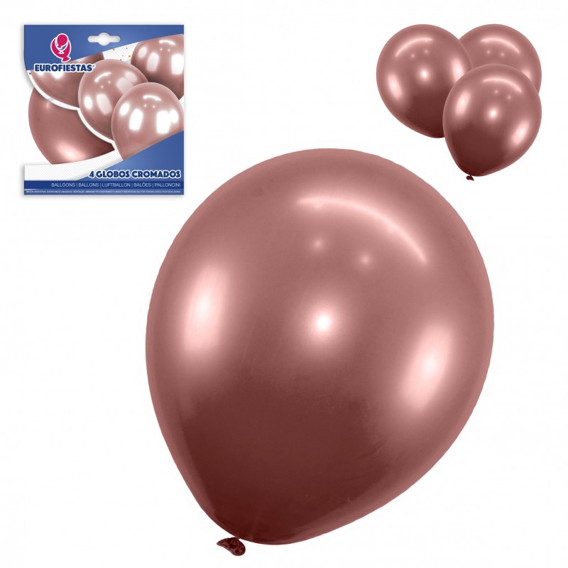 Pack Globo Cromado 4 Oro Rosa Pack Globo Cromado 4 Oro Rosa