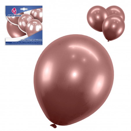 Pack globo cromado 4 oro rosa