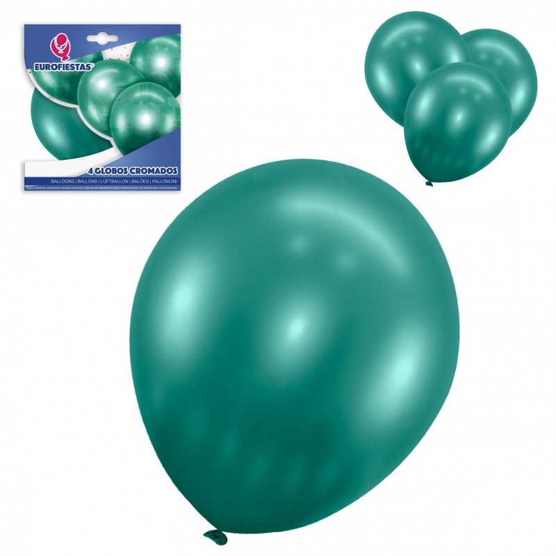 Pack globo cromado 4 verde