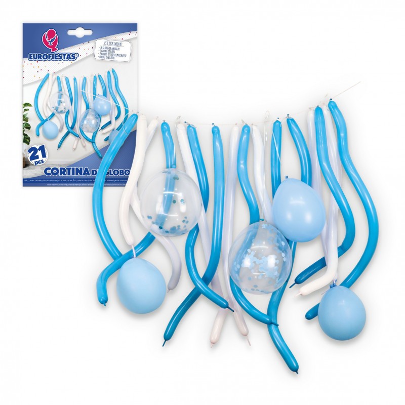 Cortina de globos celeste