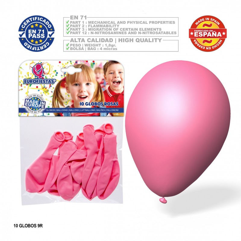 Pack globo rosa 9r 10 unidades