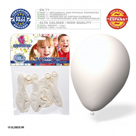 Pack Globo Blanco 9r 10 Unidades