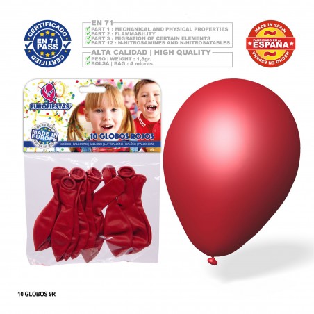 Pack Globo Rojo 9r 10 Unidades