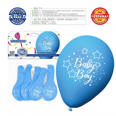 Pack globos baby boy 6 celeste