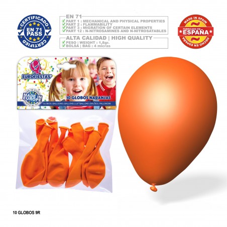 Pack Globo Naranja 9r 10 Unidades