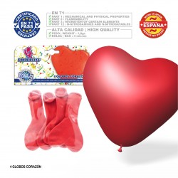 Pack Globo rojo con forma de corazón 4 unidades