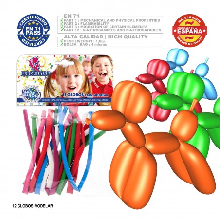 Pack Globo Colores Surtidos Para Modelar 12 Unidades