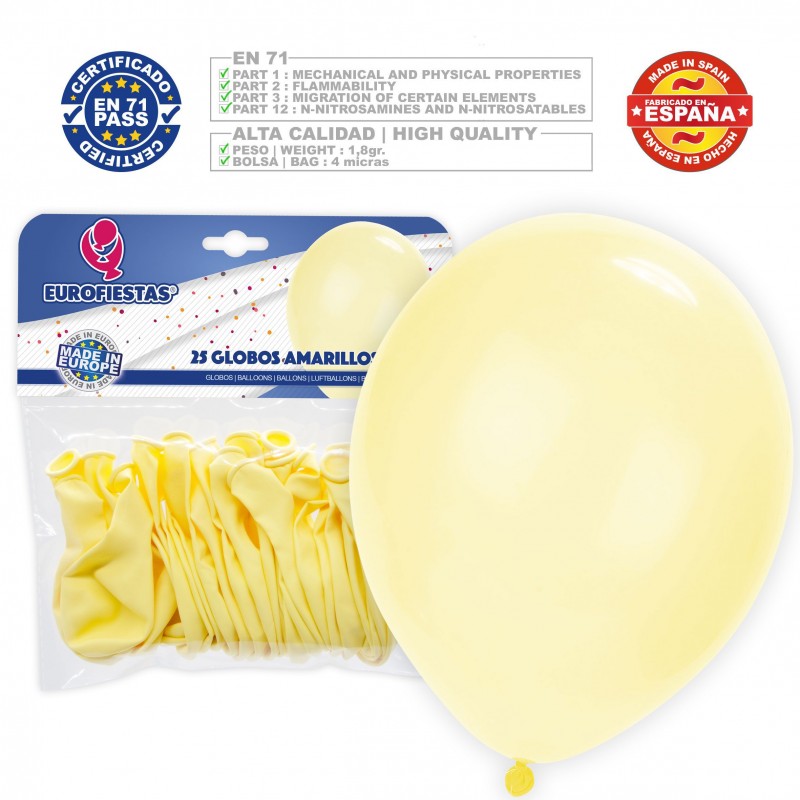 Pack Globos Pastel 30cm Amarillo 25 Pack Globos Pastel 30cm Amarillo 25