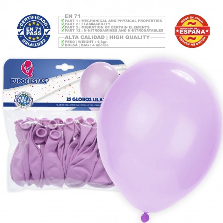 Pack globos pastel 30cm lila 25