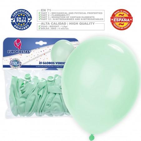 Pack globos pastel 30cm verde 25