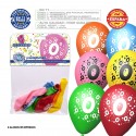 Pack Globo Colores Surtidos 9r Número 0 Impreso 6 Unidades