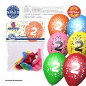 Pack Globo Colores Surtidos 9r Número 2 Impreso 6 Unidades