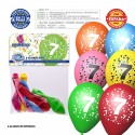 Pack Globo Colores Surtidos 9r Número 7 Impreso 6 Unidades