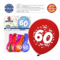 Pack Globo Colores Surtidos 9r Número 60 Impreso 6 Unidades
