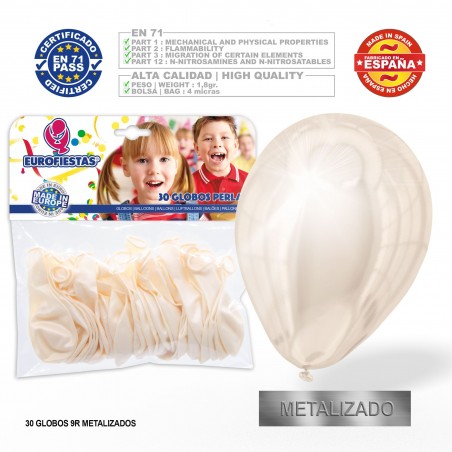 Pack Globos Blanco Metal 30u
