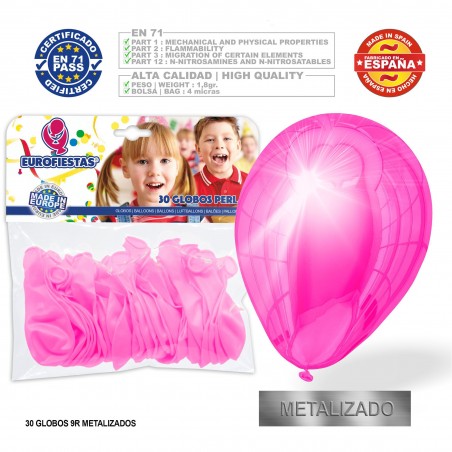 Pack globos rosa metal 30u