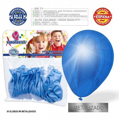 Pack Globos Celeste Metal 30u