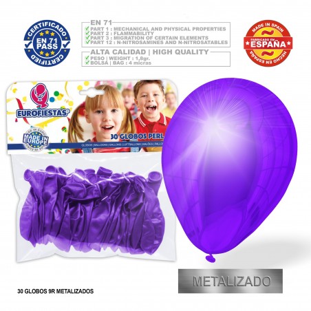 Pack Globos Violeta Metal 30u