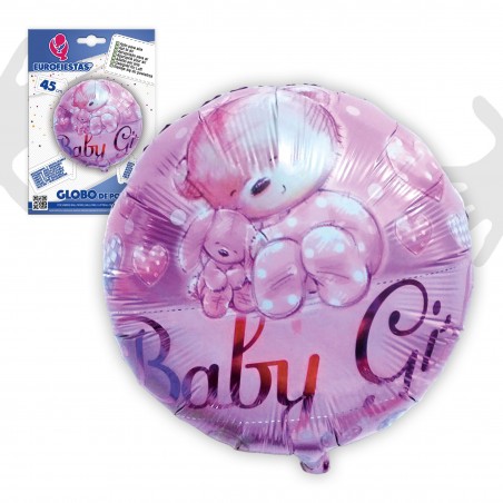 Globo Poliamida Redondo Impreso Baby Girl Diámetro 45cm.