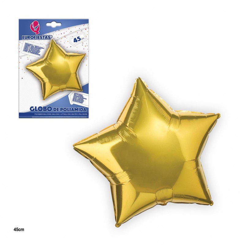 Globo poliamida estrella oro 45cm