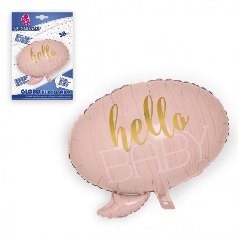 Globo foil hello baby rosa 58x54cm