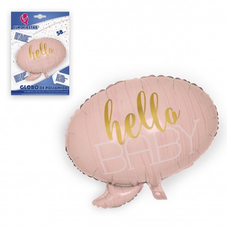 Globo foil hello baby rosa 58x54cm