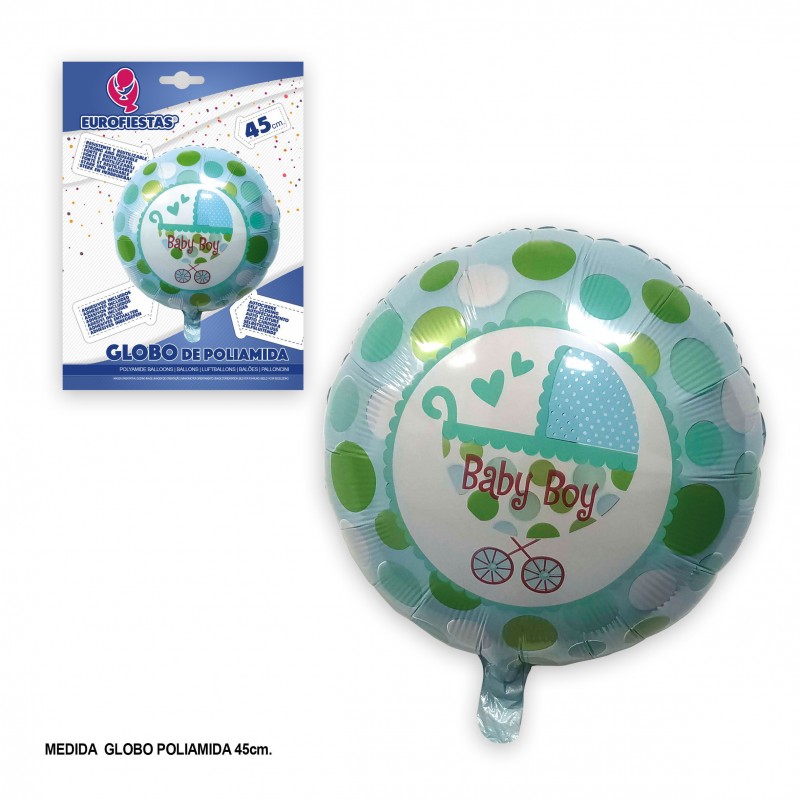 Globo poliamida redondo baby boy 45cm