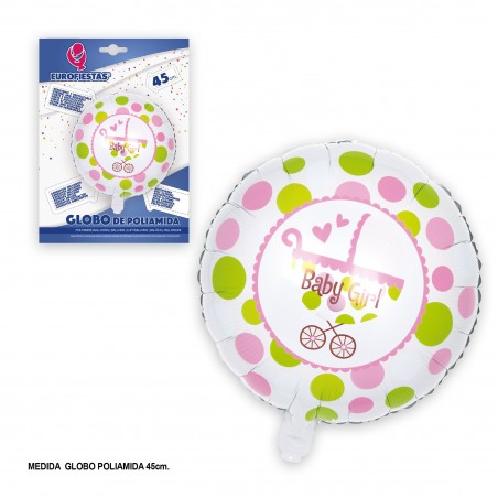 Globo Poliamida Redondo Baby Girl 45cm