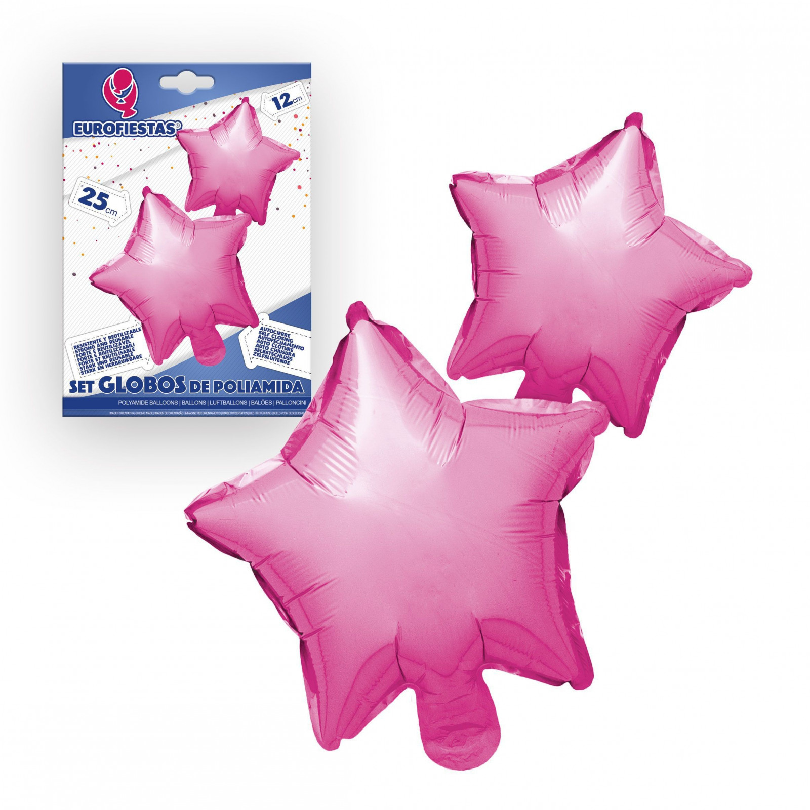 Set globos poliamida estrellas rosas